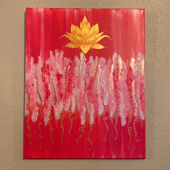 Golden Lotus Painting - Picture 1 of 3
